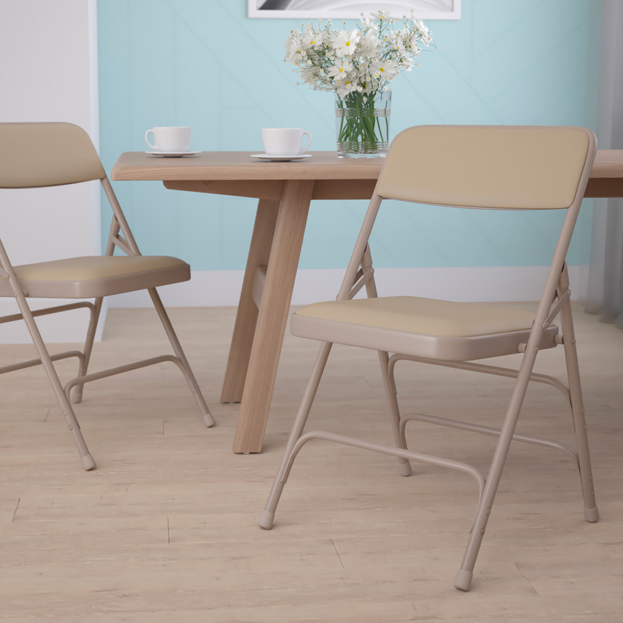 BLNK - HERCULES Series Vinyl Curved Triple Braced and Double Hinged Metal Folding Chair