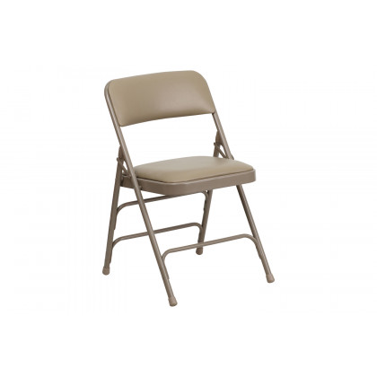 BLNK - HERCULES Series Vinyl Curved Triple Braced and Double Hinged Metal Folding Chair