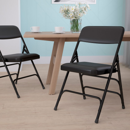BLNK - HERCULES Series Vinyl Curved Triple Braced and Double Hinged Metal Folding Chair
