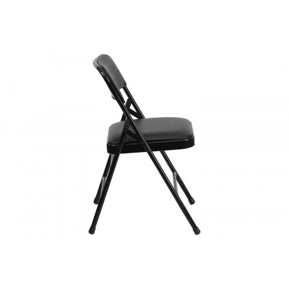 BLNK HERCULES Series Vinyl Curved Triple Braced and Double Hinged Metal Folding Chair - Black