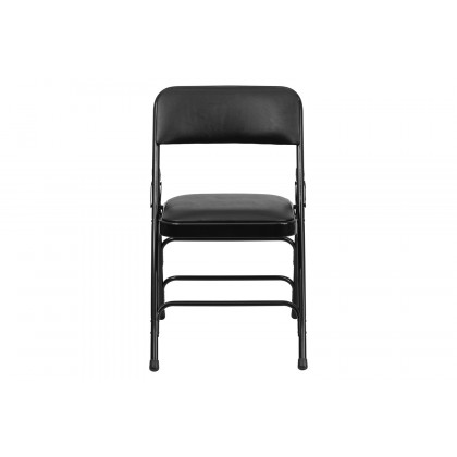 BLNK HERCULES Series Vinyl Curved Triple Braced and Double Hinged Metal Folding Chair - Black