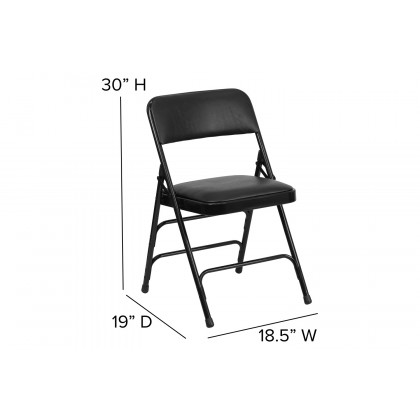 BLNK HERCULES Series Vinyl Curved Triple Braced and Double Hinged Metal Folding Chair - Black