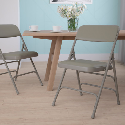 BLNK - HERCULES Series Vinyl Curved Triple Braced and Double Hinged Metal Folding Chair