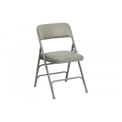 BLNK HERCULES Series Vinyl Curved Triple Braced and Double Hinged Metal Folding Chair - Gray