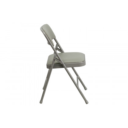 BLNK HERCULES Series Vinyl Curved Triple Braced and Double Hinged Metal Folding Chair - Gray
