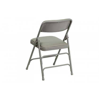 BLNK HERCULES Series Vinyl Curved Triple Braced and Double Hinged Metal Folding Chair - Gray