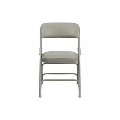 BLNK HERCULES Series Vinyl Curved Triple Braced and Double Hinged Metal Folding Chair - Gray
