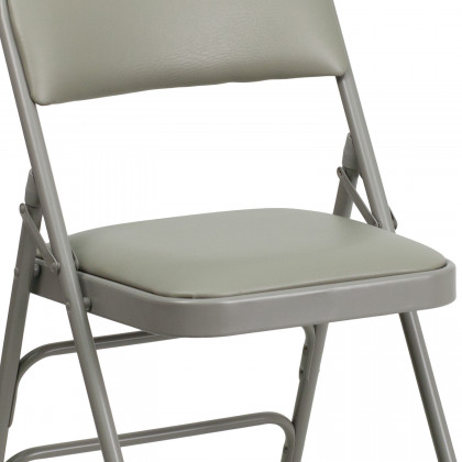BLNK HERCULES Series Vinyl Curved Triple Braced and Double Hinged Metal Folding Chair - Gray
