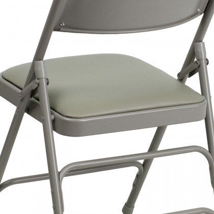 BLNK HERCULES Series Vinyl Curved Triple Braced and Double Hinged Metal Folding Chair - Gray