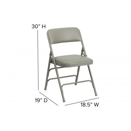 BLNK HERCULES Series Vinyl Curved Triple Braced and Double Hinged Metal Folding Chair - Gray