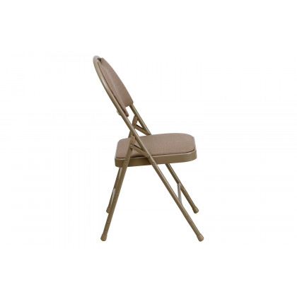BLNK HERCULES Series Fabric Ultra-Premium Triple Braced Metal Folding Chair with Easy-Carry Handle - Beige