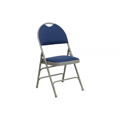 BLNK HERCULES Series Fabric Ultra-Premium Triple Braced Metal Folding Chair with Easy-Carry Handle - Navy