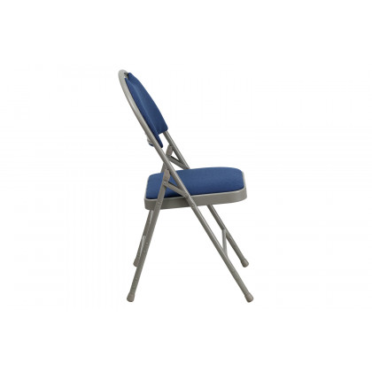 BLNK HERCULES Series Fabric Ultra-Premium Triple Braced Metal Folding Chair with Easy-Carry Handle - Navy