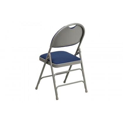 BLNK HERCULES Series Fabric Ultra-Premium Triple Braced Metal Folding Chair with Easy-Carry Handle - Navy