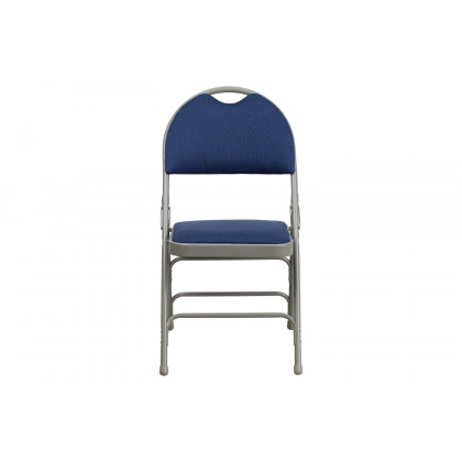 BLNK HERCULES Series Fabric Ultra-Premium Triple Braced Metal Folding Chair with Easy-Carry Handle - Navy