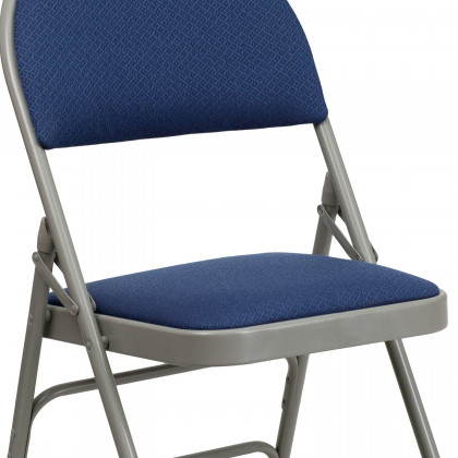 BLNK HERCULES Series Fabric Ultra-Premium Triple Braced Metal Folding Chair with Easy-Carry Handle - Navy