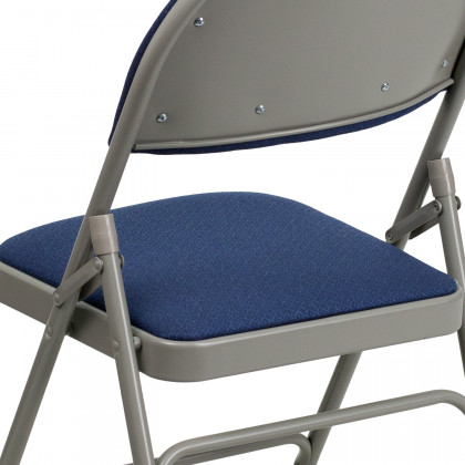 BLNK HERCULES Series Fabric Ultra-Premium Triple Braced Metal Folding Chair with Easy-Carry Handle - Navy