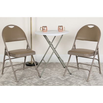 BLNK - HERCULES Series Vinyl Ultra-Premium Triple Braced Metal Folding Chair with Easy-Carry Handle