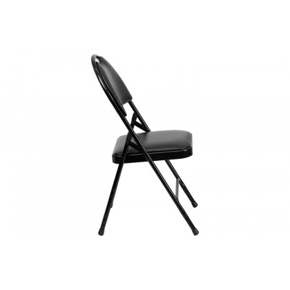 BLNK HERCULES Series Vinyl Ultra-Premium Triple Braced Metal Folding Chair with Easy-Carry Handle - Black