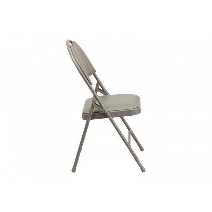 BLNK HERCULES Series Vinyl Ultra-Premium Triple Braced Metal Folding Chair with Easy-Carry Handle - Gray