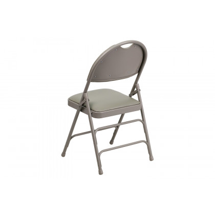 BLNK HERCULES Series Vinyl Ultra-Premium Triple Braced Metal Folding Chair with Easy-Carry Handle - Gray