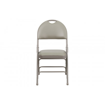 BLNK HERCULES Series Vinyl Ultra-Premium Triple Braced Metal Folding Chair with Easy-Carry Handle - Gray