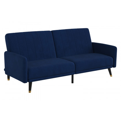 BLNK Sophia Velvet Premium Split Back Sofa Futon with Solid Wooden Legs - Navy