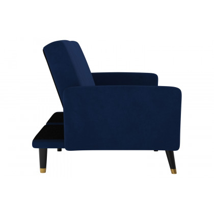 BLNK Sophia Velvet Premium Split Back Sofa Futon with Solid Wooden Legs - Navy