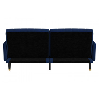 BLNK Sophia Velvet Premium Split Back Sofa Futon with Solid Wooden Legs - Navy
