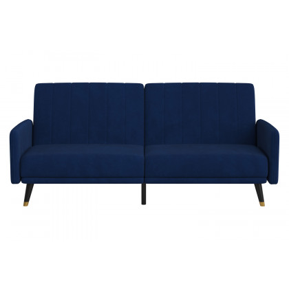 BLNK Sophia Velvet Premium Split Back Sofa Futon with Solid Wooden Legs - Navy