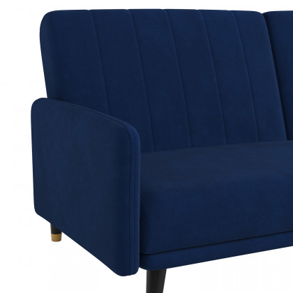 BLNK Sophia Velvet Premium Split Back Sofa Futon with Solid Wooden Legs - Navy