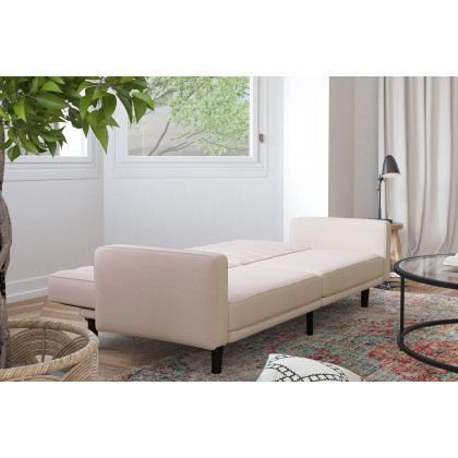 BLNK Carter Faux Linen Premium Tufted Split Back Sofa Futon with Solid Wooden Legs - Stone