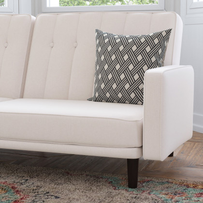 BLNK Carter Faux Linen Premium Tufted Split Back Sofa Futon with Solid Wooden Legs - Stone
