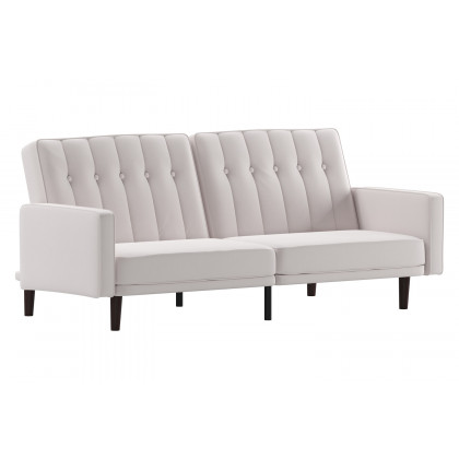 BLNK Carter Faux Linen Premium Tufted Split Back Sofa Futon with Solid Wooden Legs - Stone