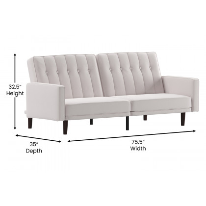 BLNK Carter Faux Linen Premium Tufted Split Back Sofa Futon with Solid Wooden Legs - Stone