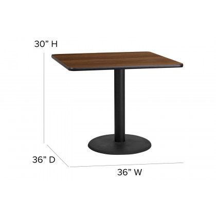 BLNK Carlton Square Laminate Table Set with X-Base and 4 Ladder Back Metal Chairs with Black Vinyl Seat - Natural