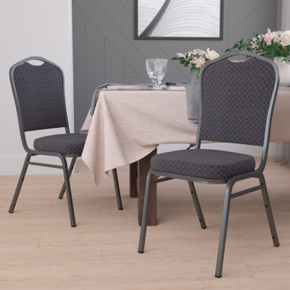 BLNK - HERCULES Series Fabric Crown Back Stacking Banquet Chair with Silver Vein Frame