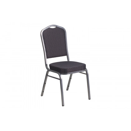 BLNK HERCULES Series Fabric Crown Back Stacking Banquet Chair with Silver Vein Frame - Black Patterned