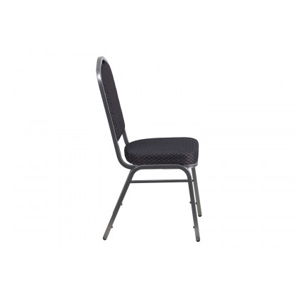 BLNK HERCULES Series Fabric Crown Back Stacking Banquet Chair with Silver Vein Frame - Black Patterned