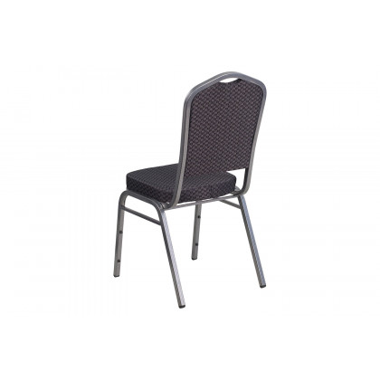 BLNK HERCULES Series Fabric Crown Back Stacking Banquet Chair with Silver Vein Frame - Black Patterned