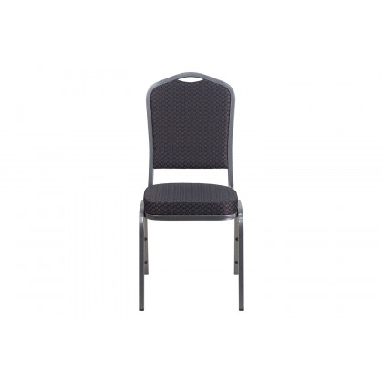 BLNK HERCULES Series Fabric Crown Back Stacking Banquet Chair with Silver Vein Frame - Black Patterned