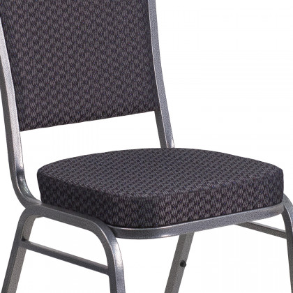 BLNK HERCULES Series Fabric Crown Back Stacking Banquet Chair with Silver Vein Frame - Black Patterned