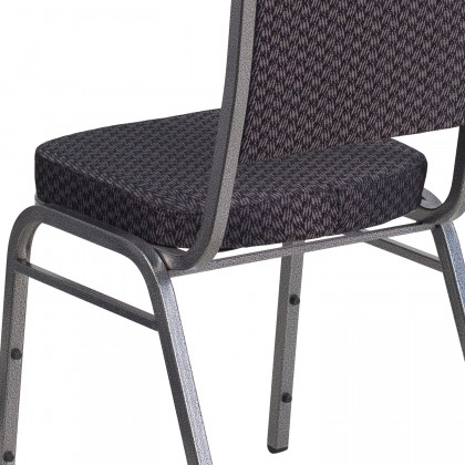 BLNK HERCULES Series Fabric Crown Back Stacking Banquet Chair with Silver Vein Frame - Black Patterned