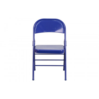 BLNK HERCULES COLORBURST Series Metal Triple Braced and Double Hinged Folding Chair - Cobalt Blue