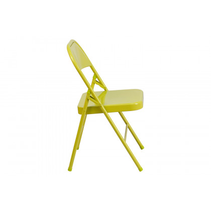 BLNK HERCULES COLORBURST Series Metal Triple Braced and Double Hinged Folding Chair - Twisted Citron