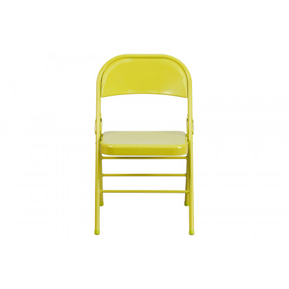 BLNK HERCULES COLORBURST Series Metal Triple Braced and Double Hinged Folding Chair - Twisted Citron
