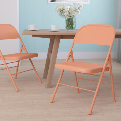 BLNK - HERCULES COLORBURST Series Metal Triple Braced and Double Hinged Folding Chair