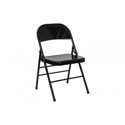 BLNK HERCULES Series Triple Braced and Double Hinged Metal Folding Chair - Black