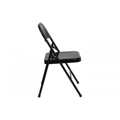 BLNK HERCULES Series Triple Braced and Double Hinged Metal Folding Chair - Black
