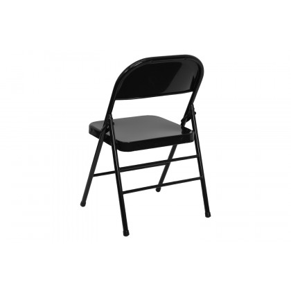 BLNK HERCULES Series Triple Braced and Double Hinged Metal Folding Chair - Black